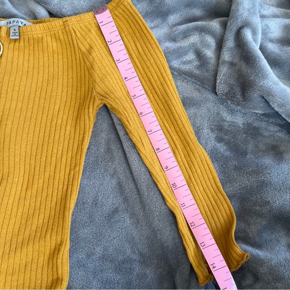 Papaya Zip Front Yellow Crop Top Mid Sleeves - Picture 3 of 9